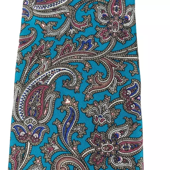 John Ashford Necktie 100% Silk Luxury 3"x 55" Paisley Multicolor Tie Made in USA