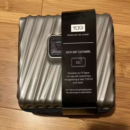 TUMI For Delta Hard Shell Luggage Toiletry Bags Dark Gray New WITH CONTENTS