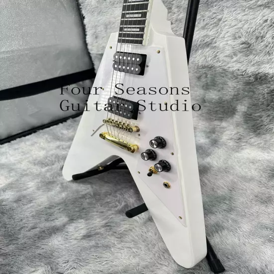 Solid Custom White Specia Shape Electric Guitar White Pickguard Black Fretboard