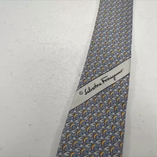 Salvatore Ferragamo Men's Light Blue & Gray Geometric Silk Neck Tie $295