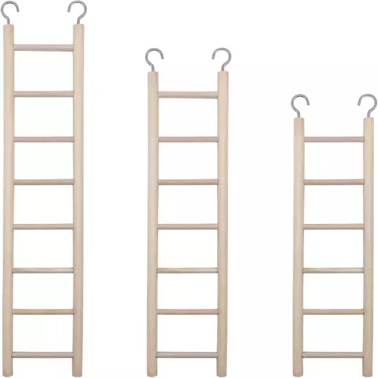 3-Piece Wooden Bird Ladder Set for Cage: 6, 7 & 8-Step Perches for Parrots