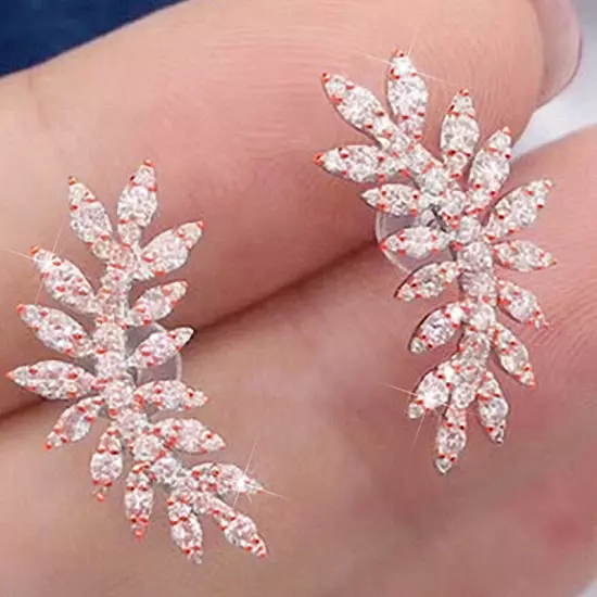 Fashion Cubic Zircon 925 Silver Filled Stud Earring Women Wedding Party Jewelry