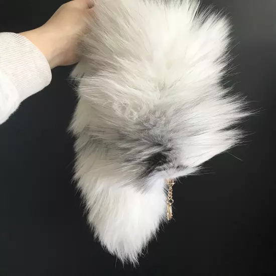 70cm Long Real Fox Fur Tail Funny Toy Adult Games Cosplay with Keychain Pendant