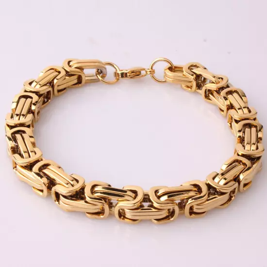 4/6/8mm Mens Womens Silver Gold Black Stainless Steel Byzantine Chain Bracelet