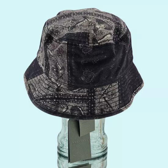 All Saints Hat Bucket Hat Black Bandana Print Summer Grunge Vacation Outdoor New