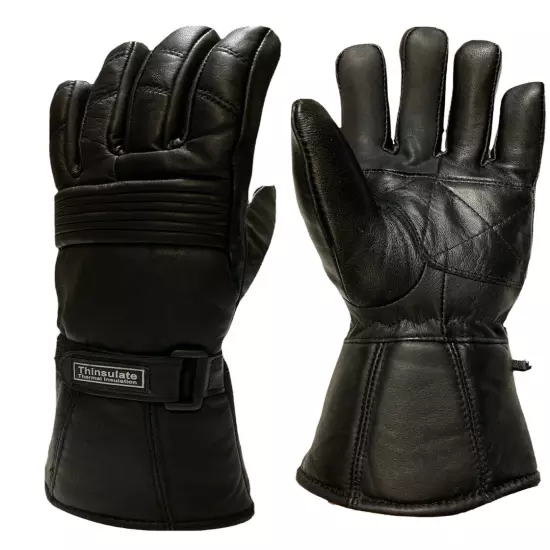  Motorcycle leather Premium gloves Winter Biker Sheep Gauntlet Thinsulate 