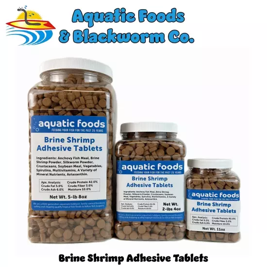 Brine Shrimp Adhesive Tablets for Oscars, Catfish, Cichlids, & All Fish. WL-JAR