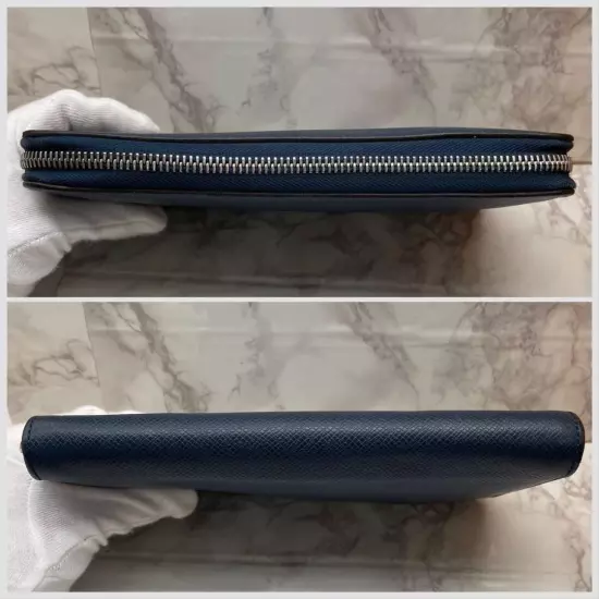 Very good condition Louis Vuitton Organizer Taiga long wallet in navy Men's Rare