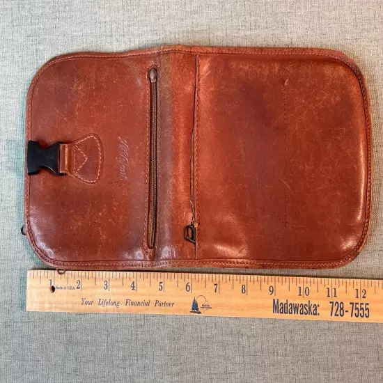 LL Bean Brown Full Grain Soft Brown Leather Large Wallet Documents - FLAW