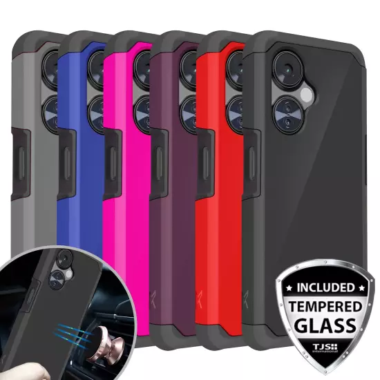 For OnePlus Nord N30 5G Phone Case Rubber Hard Hybrid Cover +Tempered Glass