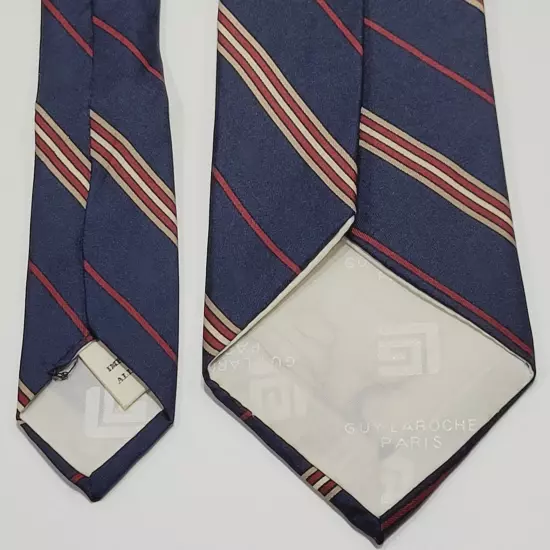 Guy LaRoche Paris Diagonal Stripe Professional All Season Blue SILK Necktie