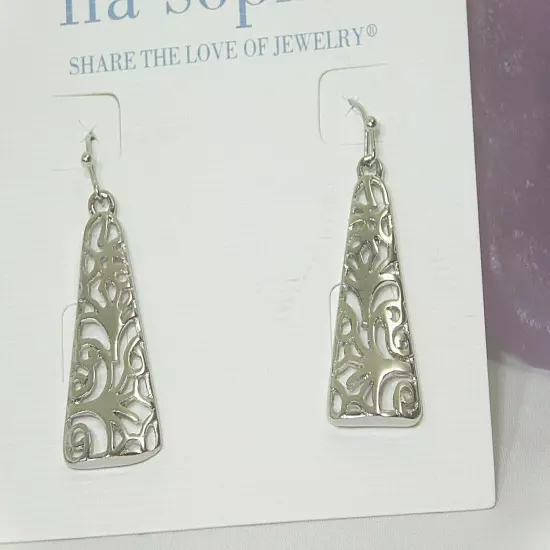 Beautiful Lia Sophia "TOPIARY" Dangle Earrings, Open Filigree, NWT