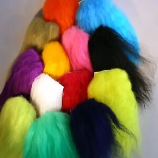 ICE FLIES. Icelandic sheep hair for fly tying, 12 colors