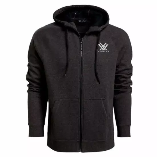 VORTEX Men's Core Logo Full Zip Comfort Charcoal Heather Hoodie (221-33-CHH)