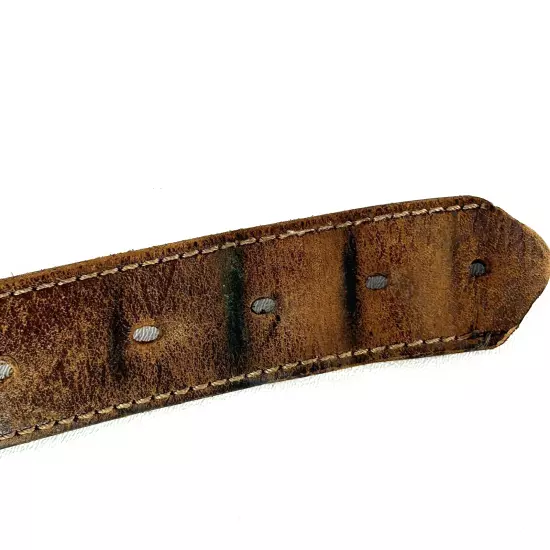 Carhartt Men's Leather 46 Vintage Brown Belt Brass Buckle Western Casual Worn