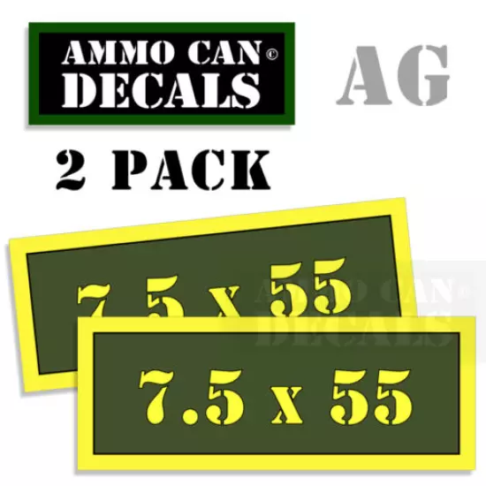 7.5x55 Ammo Can Decals Ammunition Ammo Can Labels 2-pack Army Green 3"x1.15"