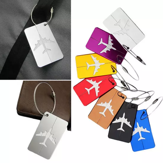 Set of 3 - Luggage Tags Travel Suitcases Bag Tag Name ID Card Label Aluminum