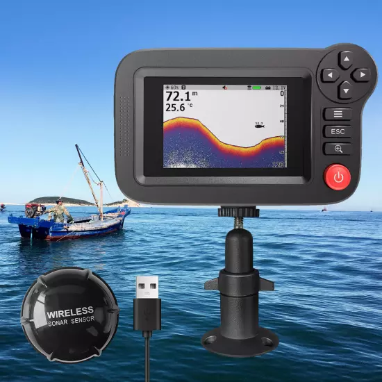 Underwater Depth Sounder With Fishing Detector 3.5" Wireless Sonar Fish Finder