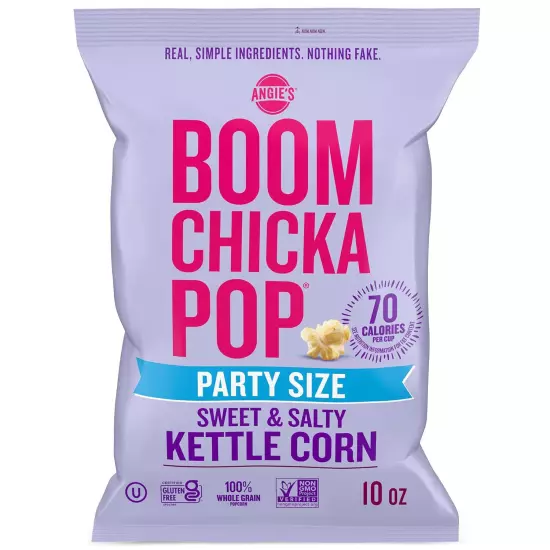 Angie's BOOMCHICKAPOP Sweet and Salty Kettle Popcorn,Gluten Free,Party Size 10oz