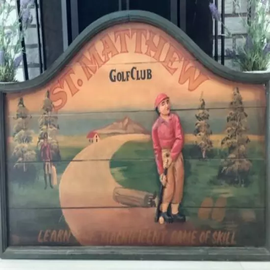 Vintage Wood St. MATTHEW GOLF CLUB AUTHENTIC Large Sign