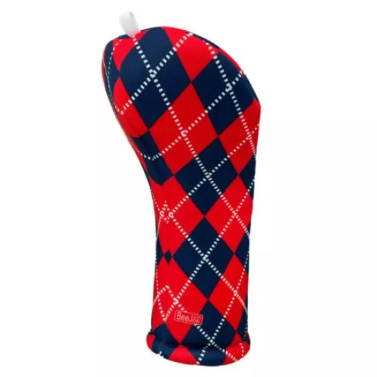 BeeJos Navy and Red Argyle Golf Club Head Covers