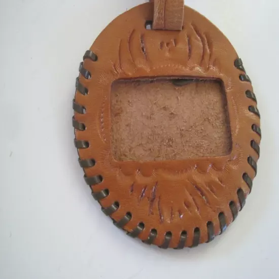 Handmade Leather Luggage Tag Flower Design