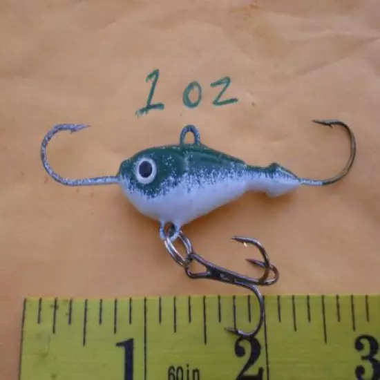 10 REAPER JIGGING/ICE FISHING/VERTICAL MINNOW LURE BAIT 1 OZ. FOREST GREEN/WHITE