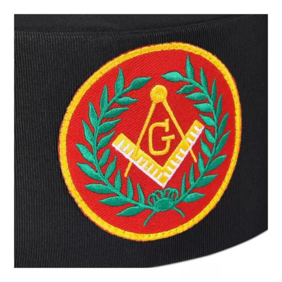 Master Mason Blue Lodge Crown Cap - Black With Red Emblem & Wreath