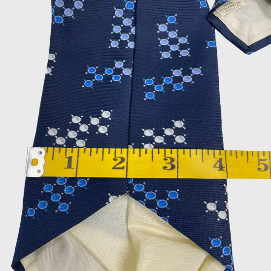 Vintage Shiaparelli Italian Blue Geometric Wide 1970's Necktie Tie 4" x 55"