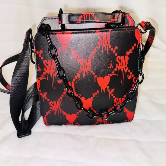 Steve Madden Bevelyn Satchel Halloween Limited Editon Bloody Hearts Red & Black