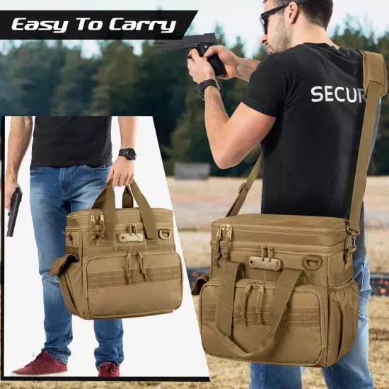 Tactical Gun Range Bag with 3 Pistols Capacity and TSA Lock, Gun Duffle Bag with