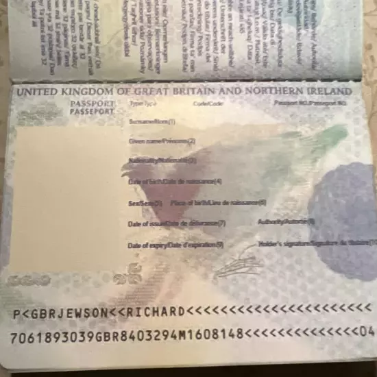 RETIRED - BRITISH - PASSPORT SIMULATION-PROP - Full COLOR - Passport- MOVIE PROP