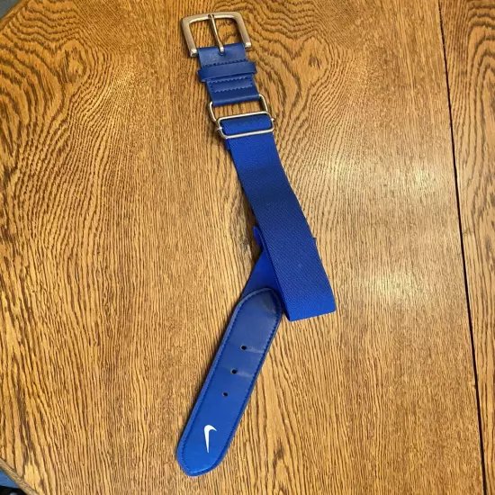 Nike Belt Men One Size Stretch 1.5" Wide Royal Blue w Swoosh Sport Adjustable