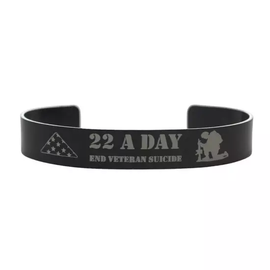 End Veteran Suicide 22 A DAY Black Memorial Bracelet 2 Sizes