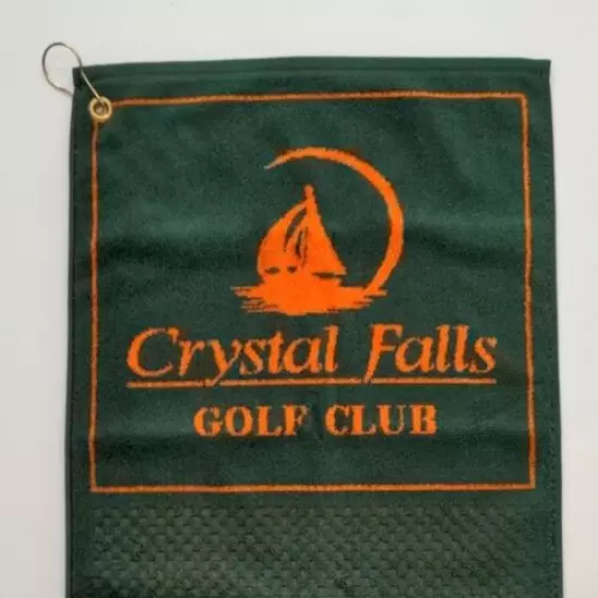 Crystal Falls Golf Towel with Eyelet and Bag Clip Oversized 100% Cotton USA NWOT