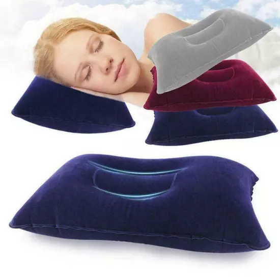 Double Sided Inflatable Pillow Soft Sleep Mat Collapsible Camping Cushion Hot~