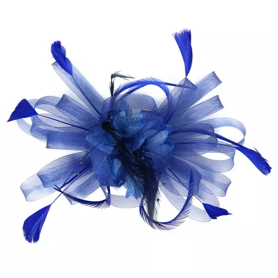 Women Fascinator Feather Hat Flower Hair Clip Church Wedding Party Headwear Clip