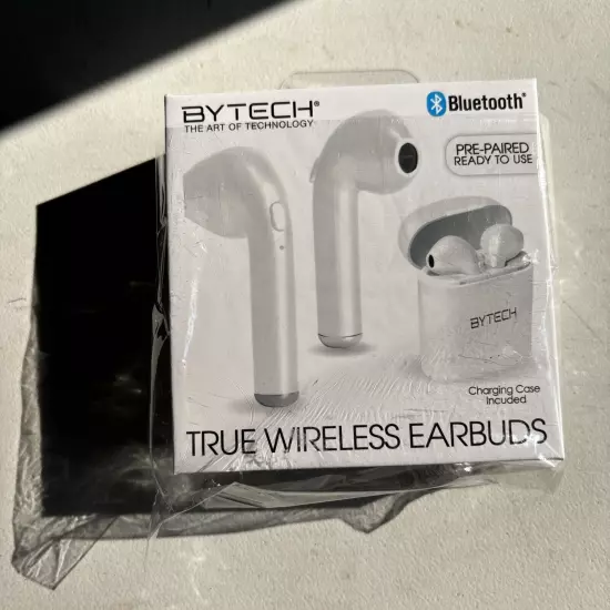 BYTECH True Wireless Earbuds Bluetooth And Charger Case, Pre Paired. BRAND NEW