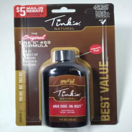 Tinks Deer Lure #69 Doe-in-rut 4fl oz Squirt Top Bottle W6202 