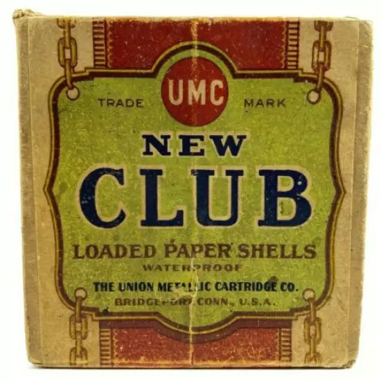 U.M.C. New Club 12 Ga Paper Shells EMPTY 2 Piece Ammo Box 105 UMC 5699-PX