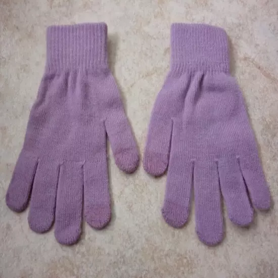 Frenchie Kids Gloves 3 Pairs: White Black Purple Ribbed Cuff Touch Screen New