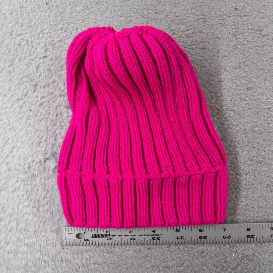 BP Nordstrom Beanie Toque Womens One Size Hot Pink Knit Detachable Pom Acrylic