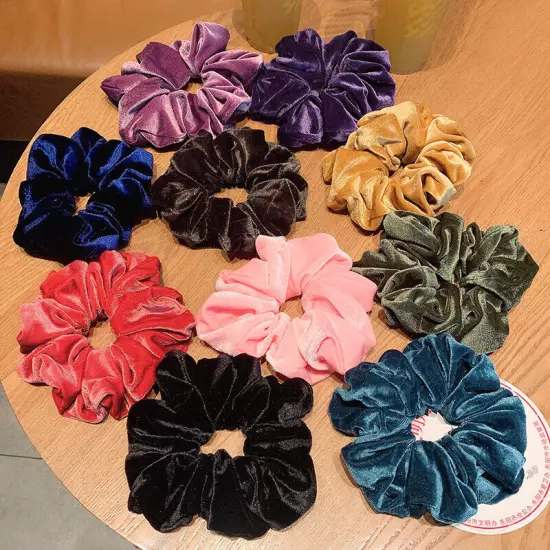 Oversized Velvet Scrunchies Women Solid Rubber Bands Ponytail Elastic Hair Ties