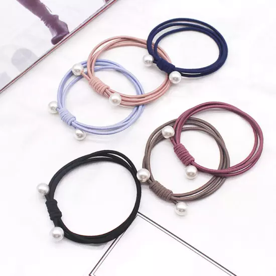 1PCS Simple Knotted Pearls Hair Ring Hair Ties Ponytail Rubber Band Hair Rope