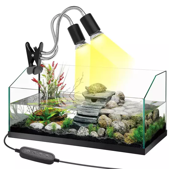 25W/50W Reptile Heat Lamp, Basking Spot Lamp for Aquarium, UVA UVB Clamp 2-Bulb