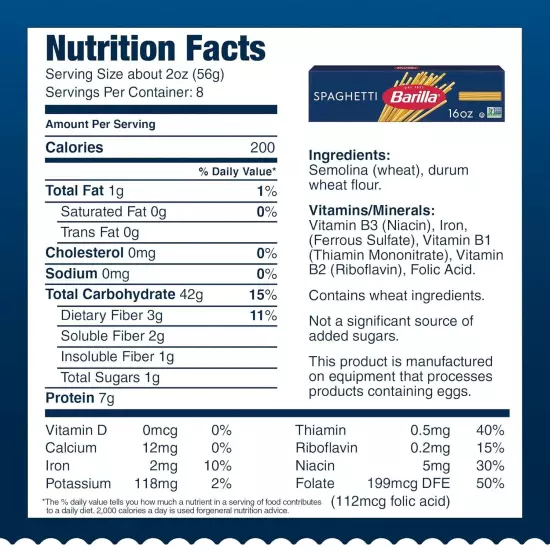 Barilla Spaghetti Pasta, 16 oz. Box (Pack of 8) - Non-GMO Pasta Made with Durum