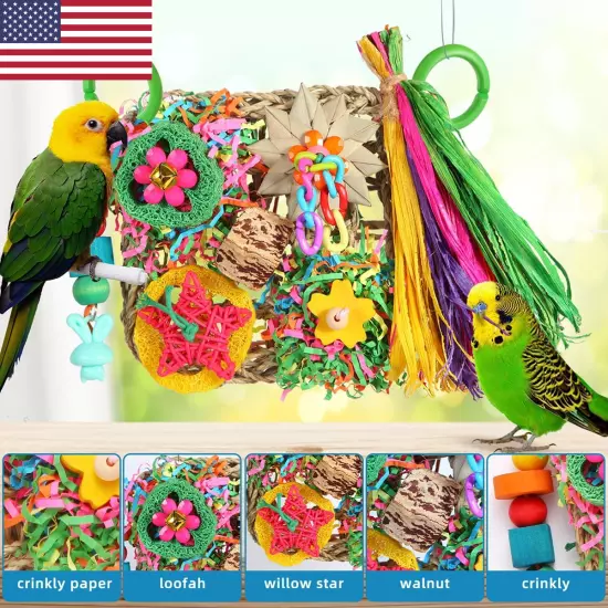 Bird Toys, Parakeet Toys Bird Foraging Toys Grass Mat Climbing Wall for Parakee