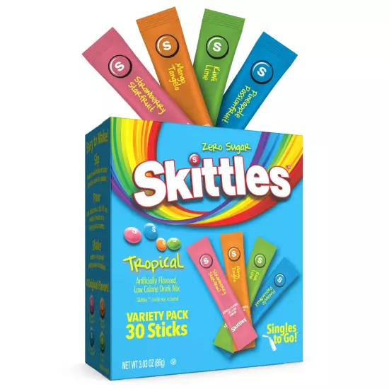 Skittles Zero Sugar Tropical Variety Pack Singles Drink Mix