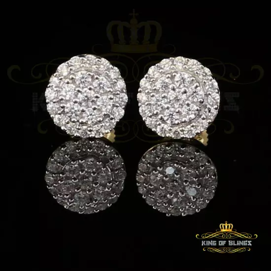 Aretes Para Hombre 925 Yellow Silver 0.88ct Cubic Zirconia Round Women's Earring