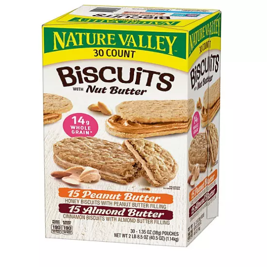 60 ct: Nature Valley Biscuit Sandwich Variety Pack Snack Almond Peanut 2pk of 30